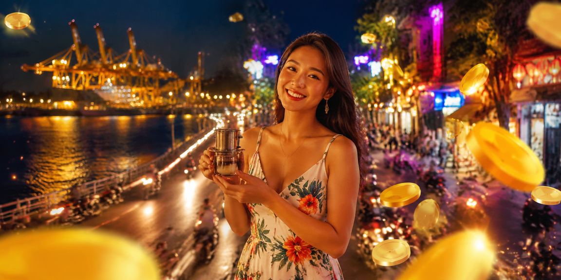 Người dùng Vũng Tàu uống cà phê và kiểm tra tài khoản cá cược an toàn